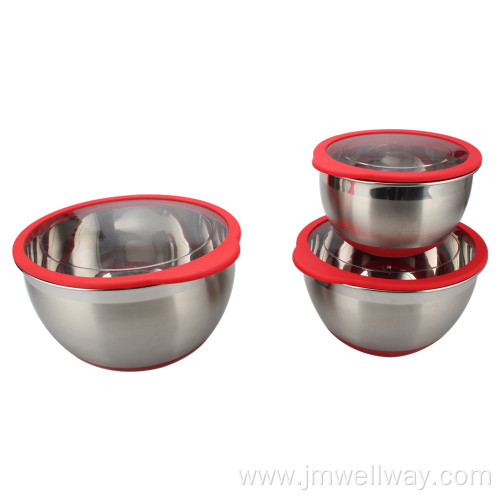 Stainless Steel deep Bowl Set With Plastic Lids